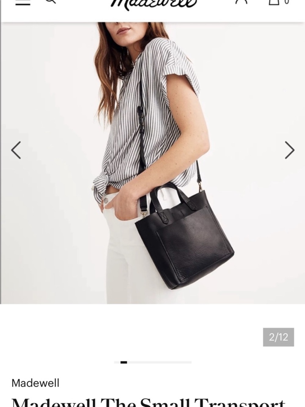 Madewell Black Pebbled Leather Small Tote Satchel